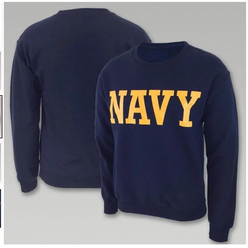 Soffe Men's Navy and Gold Crewneck Sweater